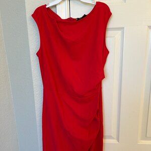 Miusol Women's Ruched Zip-Back Split Hem Slim Fit Dress - Red - Size M - NWT